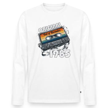 40th Birthday Vintage November 1985 Cassette 85 - Men's Premium Organic Long Sleeve Shirt - white - Front - Nico (187cm)