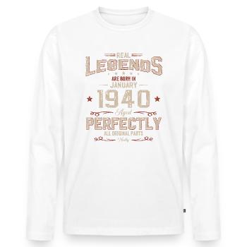 85. Geburtstag Legendär seit Januar Jahrgang 1940 - Männer Premium Bio Langarmshirt - Weiß - Vorne - Nico (187cm)