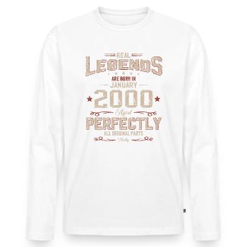 25th Birthday Legendary since January Vintage 2000 - Men's Premium Organic Long Sleeve Shirt - white - Front - Nico (187cm)