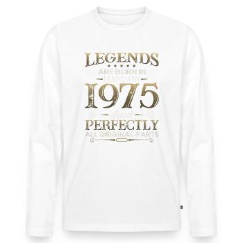 50th Birthday Original February 1975 Volume 75 - Men's Premium Organic Long Sleeve Shirt - white - Front - Nico (187cm)