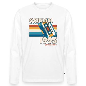 30ème Anniversaire Millésime Février 1995 Cassette 95 - T-shirt manches longues Premium bio Homme - blanc - Devant - Nico (187cm)
