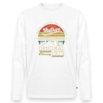 50th Birthday Gift Husband Original February 1975 - Men's Premium Organic Long Sleeve Shirt - white - Front - Nico (187cm)