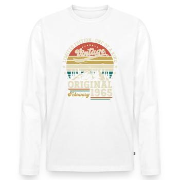 60. Geburtstag Geschenk Mann Original Februar 1965 - Männer Premium Bio Langarmshirt - Weiß - Vorne - Nico (187cm)