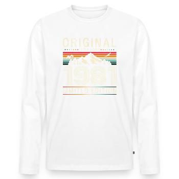 44ème anniversaire cadeau mari Original février 1981 - T-shirt manches longues Premium bio Homme - blanc - Devant - Nico (187cm)