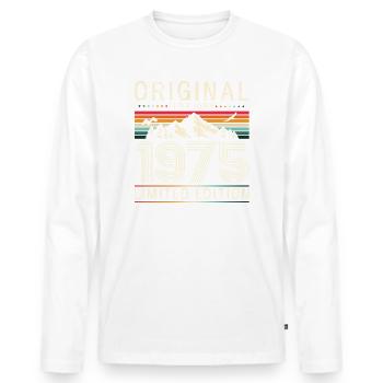 50th Birthday Gift Husband Original February 1975 - Men's Premium Organic Long Sleeve Shirt - white - Front - Nico (187cm)
