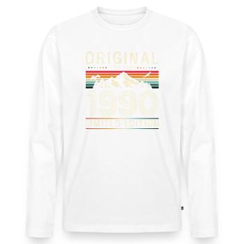 35ème anniversaire cadeau mari Original février 1990 - T-shirt manches longues Premium bio Homme - blanc - Devant - Nico (187cm)