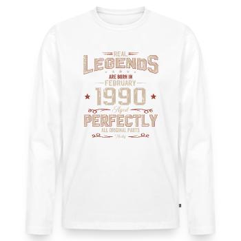 35ème anniversaire cadeau mari Original février 1990 - T-shirt manches longues Premium bio Homme - blanc - Devant - Nico (187cm)