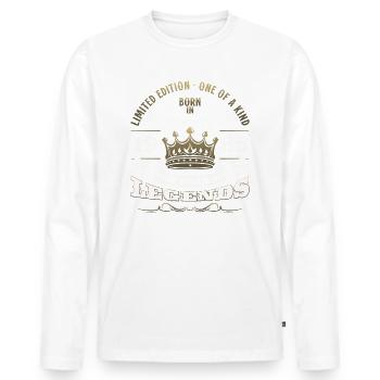 Cadeau pour 60 ans d'homme Légende Février 1965 - T-shirt manches longues Premium bio Homme - blanc - Devant - Nico (187cm)