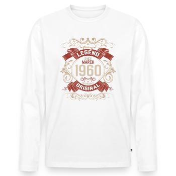 65th Birthday Gift Husband Original March 1960 - Men's Premium Organic Long Sleeve Shirt - white - Front - Nico (187cm)