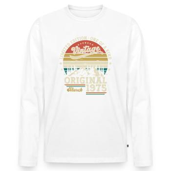 50th Birthday Gift Husband Vintage March 1975 - Men's Premium Organic Long Sleeve Shirt - white - Front - Nico (187cm)
