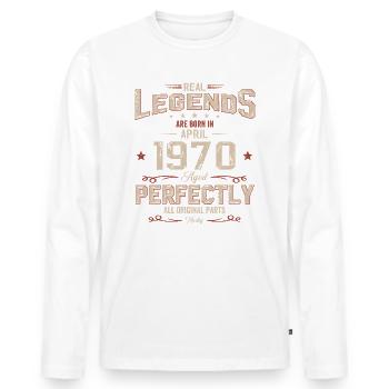 55ème anniversaire cadeau mari légende avril 1970 - T-shirt manches longues Premium bio Homme - blanc - Devant - Nico (187cm)