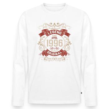 30ème anniversaire cadeau mari légende avril 1996 - T-shirt manches longues Premium bio Homme - blanc - Devant - Nico (187cm)