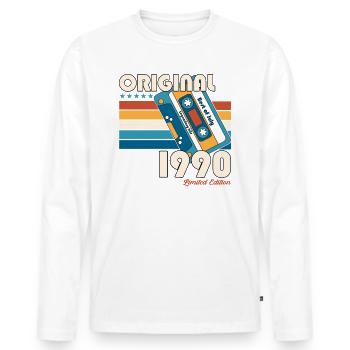 35ème anniversaire cadeau mari cassette juillet 1990 - T-shirt manches longues Premium bio Homme - blanc - Devant - Nico (187cm)
