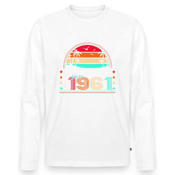 Legendary September 1961 61st birthday gift - Men's Premium Organic Long Sleeve Shirt - white - Front - Nico (187cm)