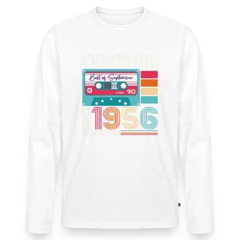 Septembre Né 1956 Cadeau du 66e anniversaire - T-shirt manches longues Premium bio Homme - blanc - Devant - Nico (187cm)