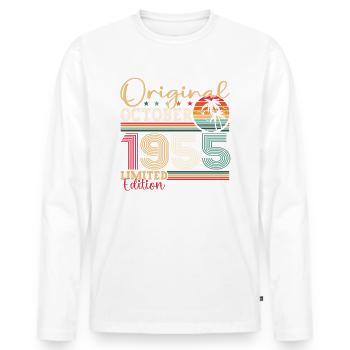 Original October 1955 67th Birthday Gift Cool - Men's Premium Organic Long Sleeve Shirt - white - Front - Nico (187cm)
