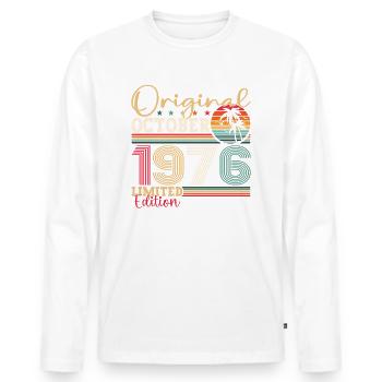 Original October 1976 46th Birthday Gift Cool - Men's Premium Organic Long Sleeve Shirt - white - Front - Nico (187cm)
