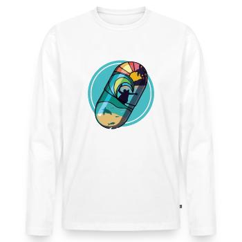 Thérapie à l’eau salée Drôle de surf T-Shirt - T-shirt manches longues Premium bio Homme - blanc - Devant - Nico (187cm)