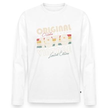 Original Octobre 1979 43ème Anniversaire Cadeau Cool - T-shirt manches longues Premium bio Homme - blanc - Devant - Nico (187cm)