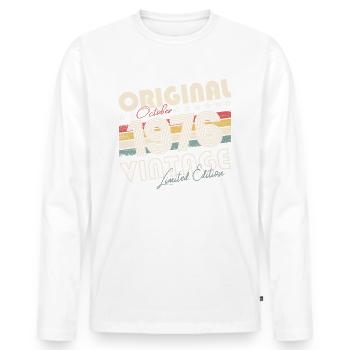 Original October 1976 46th Birthday Gift Cool - Men's Premium Organic Long Sleeve Shirt - white - Front - Nico (187cm)