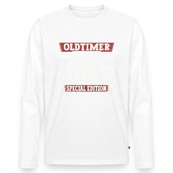 Oldtimer Novembre 1956 Cadeau du 66e anniversaire - T-shirt manches longues Premium bio Homme - blanc - Devant - Nico (187cm)