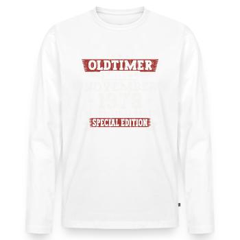 Oldtimer Novembre 1978 cadeau de 44ème anniversaire - T-shirt manches longues Premium bio Homme - blanc - Devant - Nico (187cm)