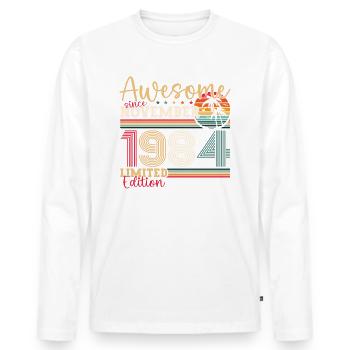 Original November 1984 38th Birthday Gift - Men's Premium Organic Long Sleeve Shirt - white - Front - Nico (187cm)