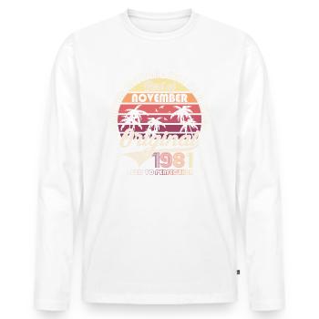 Original November 1981 41st birthday gift - Men's Premium Organic Long Sleeve Shirt - white - Front - Nico (187cm)
