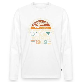 Original November 1969 53rd Birthday Gift - Men's Premium Organic Long Sleeve Shirt - white - Front - Nico (187cm)