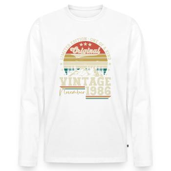 Original novembre 1986 Cadeau du 36e anniversaire - T-shirt manches longues Premium bio Homme - blanc - Devant - Nico (187cm)