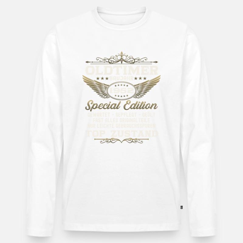 Oldtimer Jahrgang 1952 70. Geburtstag Geschenk fun - Männer Premium Bio Langarmshirt - Weiß