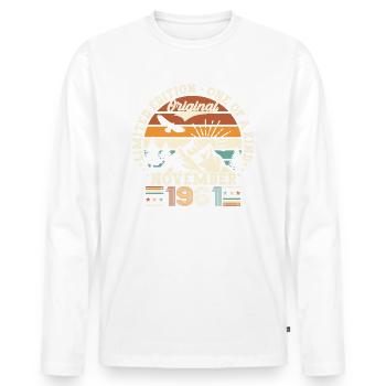 Original November 1961 61st birthday gift - Men's Premium Organic Long Sleeve Shirt - white - Front - Nico (187cm)