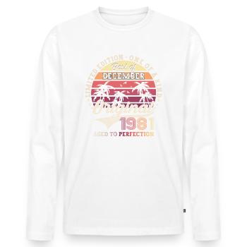 Original December 1981 41st birthday gift - Men's Premium Organic Long Sleeve Shirt - white - Front - Nico (187cm)