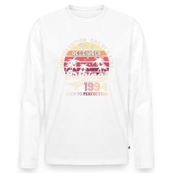 Cadeau original du 28e anniversaire de décembre 1994 - T-shirt manches longues Premium bio Homme - blanc - Devant - Nico (187cm)