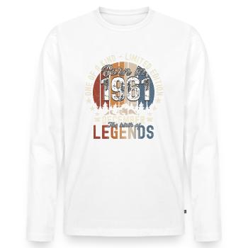 Original December 1961 61st birthday gift - Men's Premium Organic Long Sleeve Shirt - white - Front - Nico (187cm)