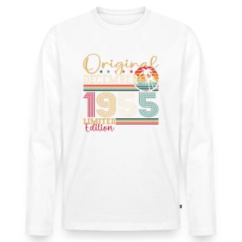 Original December 1955 67th Birthday Gift - Men's Premium Organic Long Sleeve Shirt - white - Front - Nico (187cm)