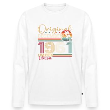 Original December 1961 61st Birthday Gift - Men's Premium Organic Long Sleeve Shirt - white - Front - Nico (187cm)