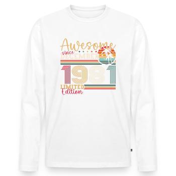 December Born 1981 41st birthday gift - Men's Premium Organic Long Sleeve Shirt - white - Front - Nico (187cm)