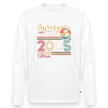 Décembre Année 2005 Cadeau du 17e anniversaire - T-shirt manches longues Premium bio Homme - blanc - Devant - Nico (187cm)