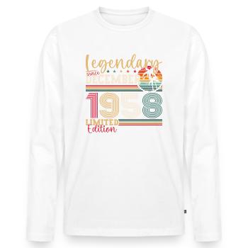 Né en décembre 1958 cadeau de 64e anniversaire - T-shirt manches longues Premium bio Homme - blanc - Devant - Nico (187cm)