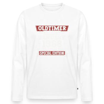 Né en 1968 Janvier 55e anniversaire Homme cadeau - T-shirt manches longues Premium bio Homme - blanc - Devant - Nico (187cm)