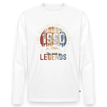 Né le 33 janvier 1990 Homme cadeau - T-shirt manches longues Premium bio Homme - blanc - Devant - Nico (187cm)