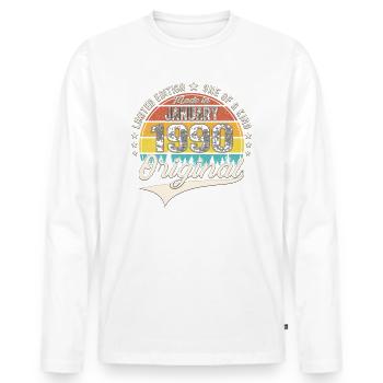 Né le 33 janvier 1990 Homme cadeau - T-shirt manches longues Premium bio Homme - blanc - Devant - Nico (187cm)