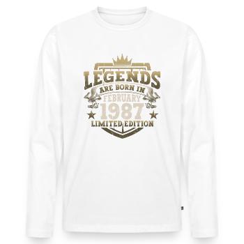 Février né 1987 36ème anniversaire cadeau homme - T-shirt manches longues Premium bio Homme - blanc - Devant - Nico (187cm)