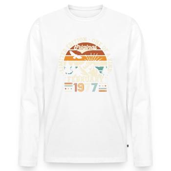 Né 1977 février 46e anniversaire Homme cadeau - T-shirt manches longues Premium bio Homme - blanc - Devant - Nico (187cm)
