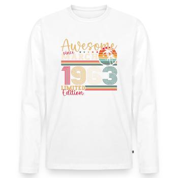 60th birthday Mann Awesome March born 1963 - Men's Premium Organic Long Sleeve Shirt - white - Front - Nico (187cm)