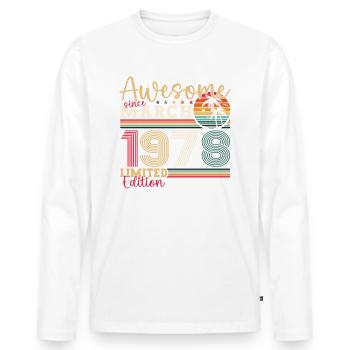 45e anniversaire Mann Awesome March né en 1978 - T-shirt manches longues Premium bio Homme - blanc - Devant - Nico (187cm)