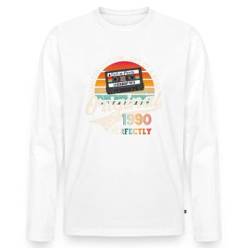 33ème anniversaire homme mars vintage 1990 ' s Cassette - T-shirt manches longues Premium bio Homme - blanc - Devant - Nico (187cm)