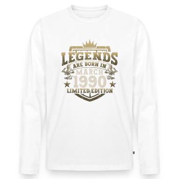 33rd birthday man March born 1990 legend - Men's Premium Organic Long Sleeve Shirt - white - Front - Nico (187cm)