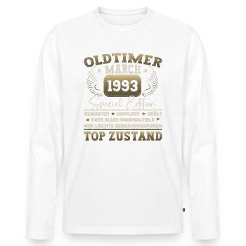 30. Geburtstag Mann März Jahrgang 1993 Oldtimer - Männer Premium Bio Langarmshirt - Weiß - Vorne - Nico (187cm)